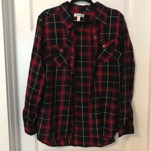 Dress barn red and black plaid shirt
